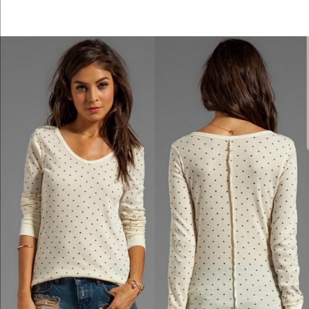 LIKE NEW! Free People Polka Dot Thermal - Picture 2 of 10